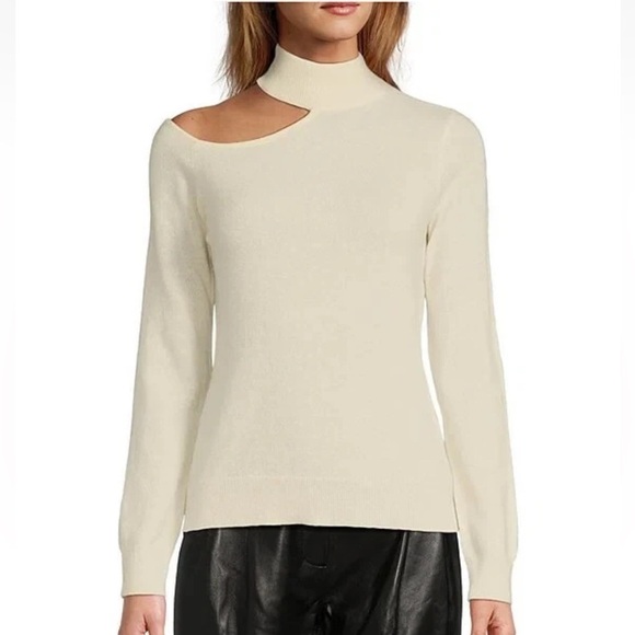 Antonio Melani Brooke Cutout 100% Cashmere Sweater Ivory Size Large NWT $149 - Picture 15 of 16